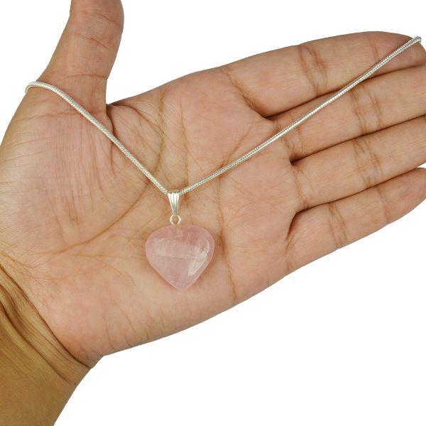 Buy Rose Quartz Heart Pendant With Chain Online From Premium Crystal Store  at Best Price - The Miracle Hub