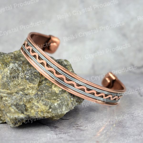Flat Thick Twisted Copper Bracelet Cuff Kada Kadaa Kara Band Wristlet  Wristband Men Women Unisex Healing