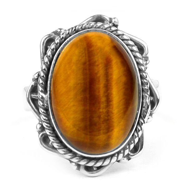 Tiger Eye Sterling Silver Filigree Ring - Cast a Stone
