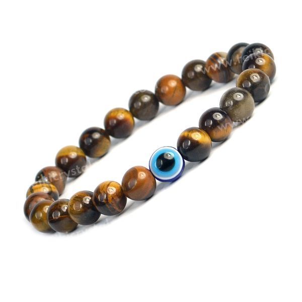 Certified Tiger Eye 10 mm Round Bead Bracelet With Certificate