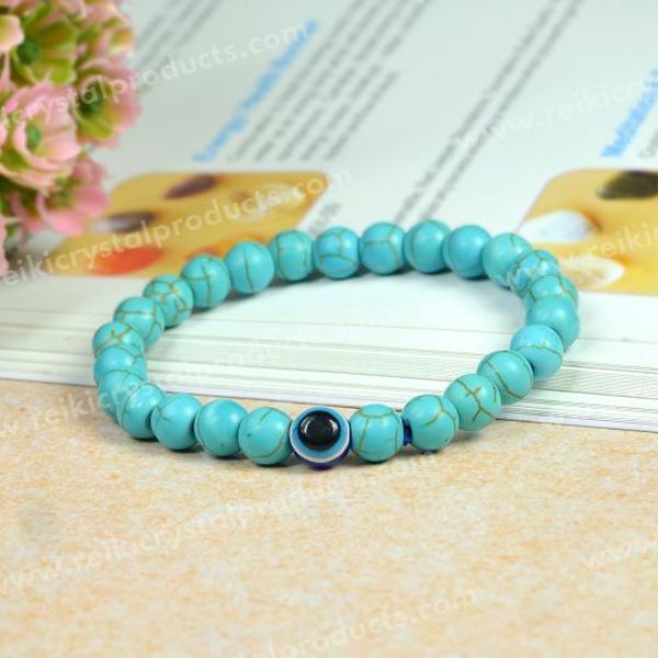8'' long turquoise stone non adjustable bracelet in pure silver