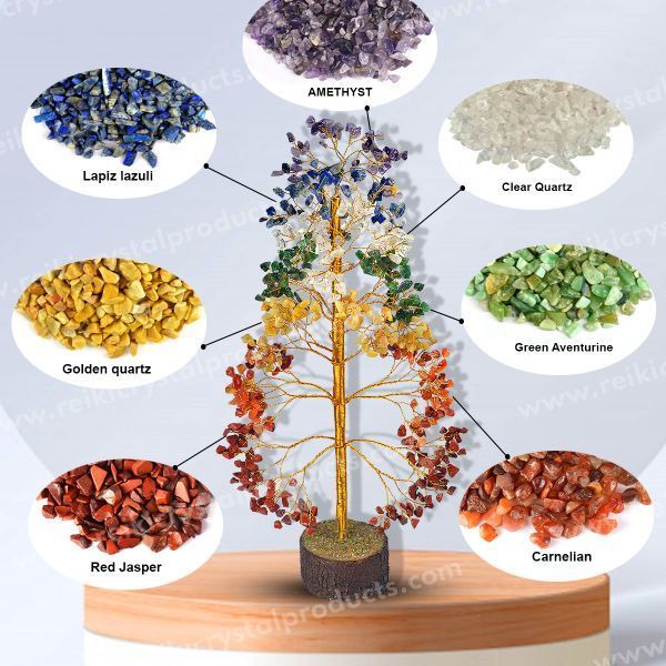7 Chakra Tree 500 Chips Bead Crystal - Stone Tree for Reiki