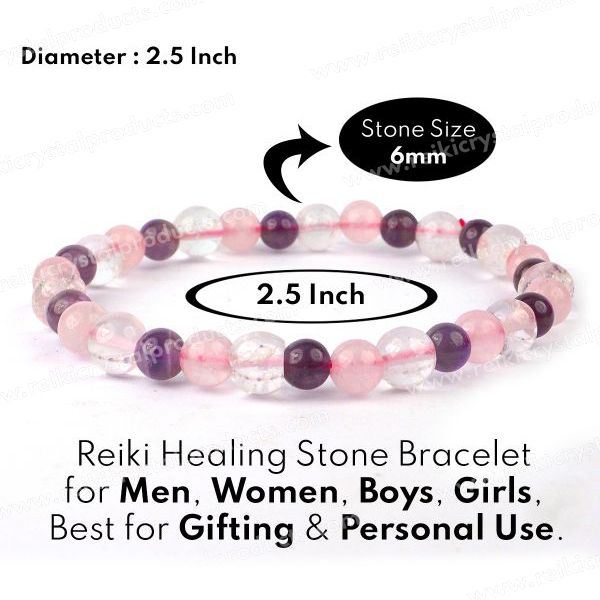 Garnet, Rose Quartz and Clear Quartz Skinny Stacker Bracelet (6mm beads)